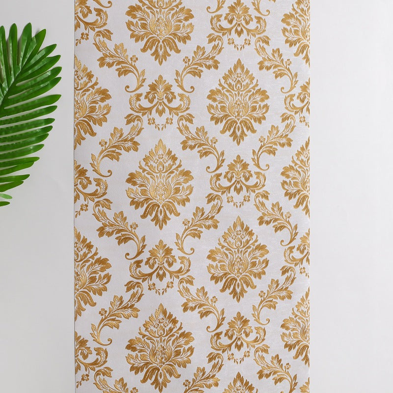 Pure black 3D European-style large flower wallpaper