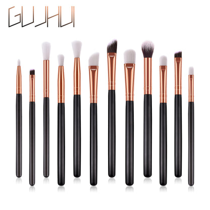 12 Eye Brushes Skin Color Brown Gold Makeup Brush Set Makeup Tools Eye Shadow Brush