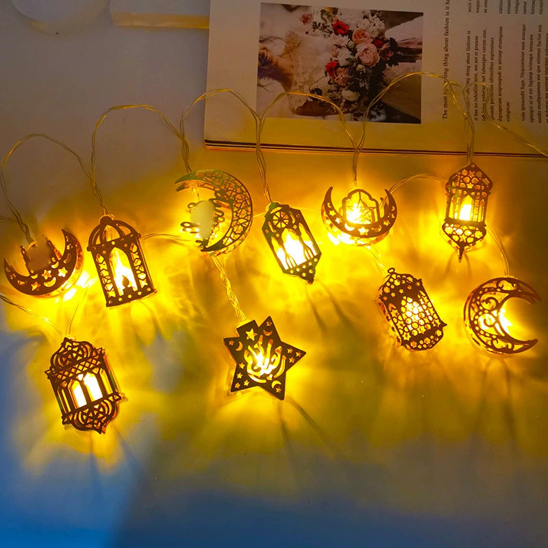 Golden Light String LED Iron Moon Star Decorative Light