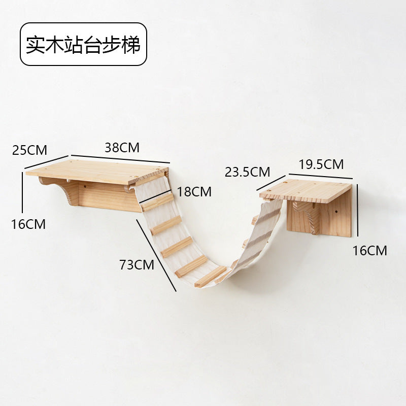 Cat Climbing Frame Wall Type Solid Wood Wall-Mounted Cat Climbing Frame Wall-Mounted Cat Nest Platform