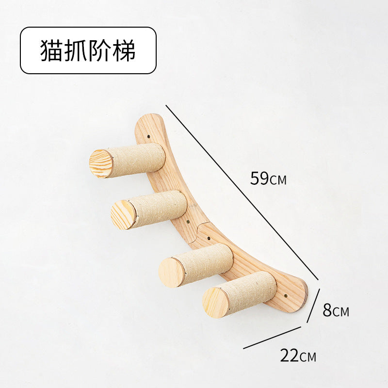 Cat Climbing Frame Wall Type Solid Wood Wall-Mounted Cat Climbing Frame Wall-Mounted Cat Nest Platform