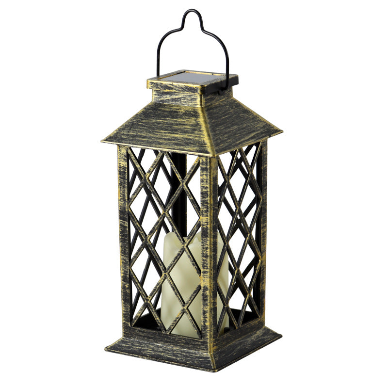 Solar Wind Lantern Hollow Palace Lantern Outdoor Garden Christmas Decoration LED