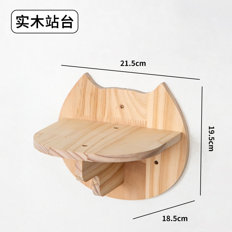 Cat Climbing Frame Wall Type Solid Wood Wall-Mounted Cat Climbing Frame Wall-Mounted Cat Nest Platform