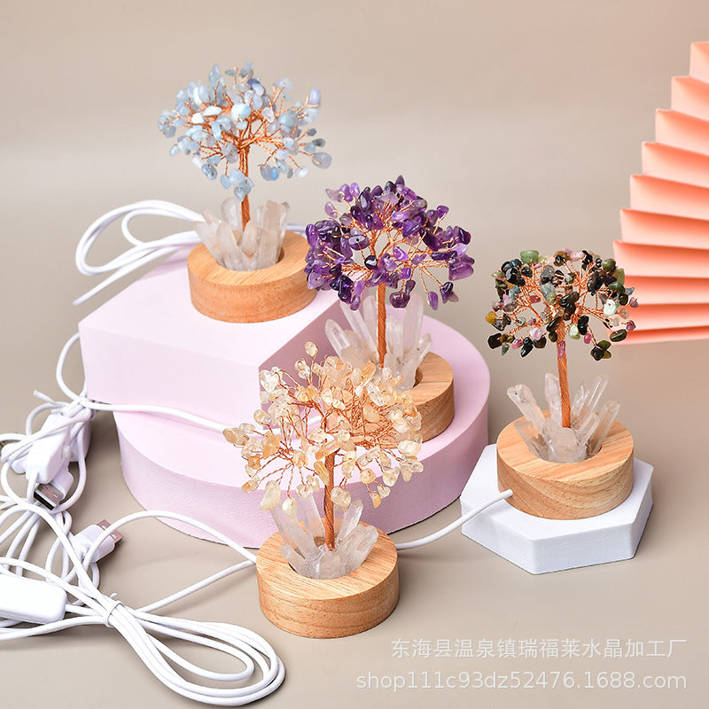 White light night light table lamp fortune tree decorative lamp