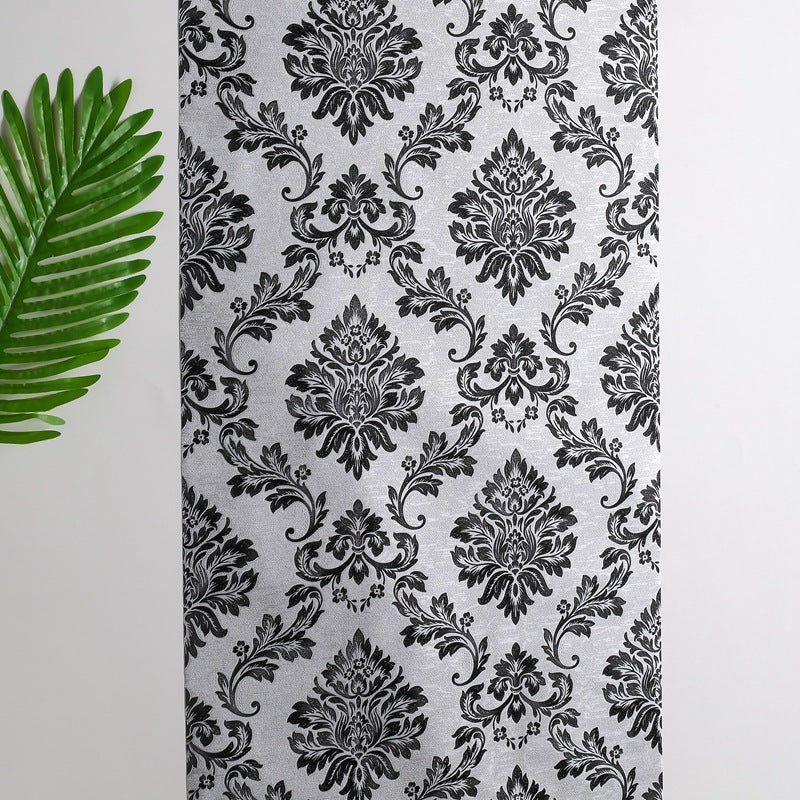 Pure black 3D European-style large flower wallpaper