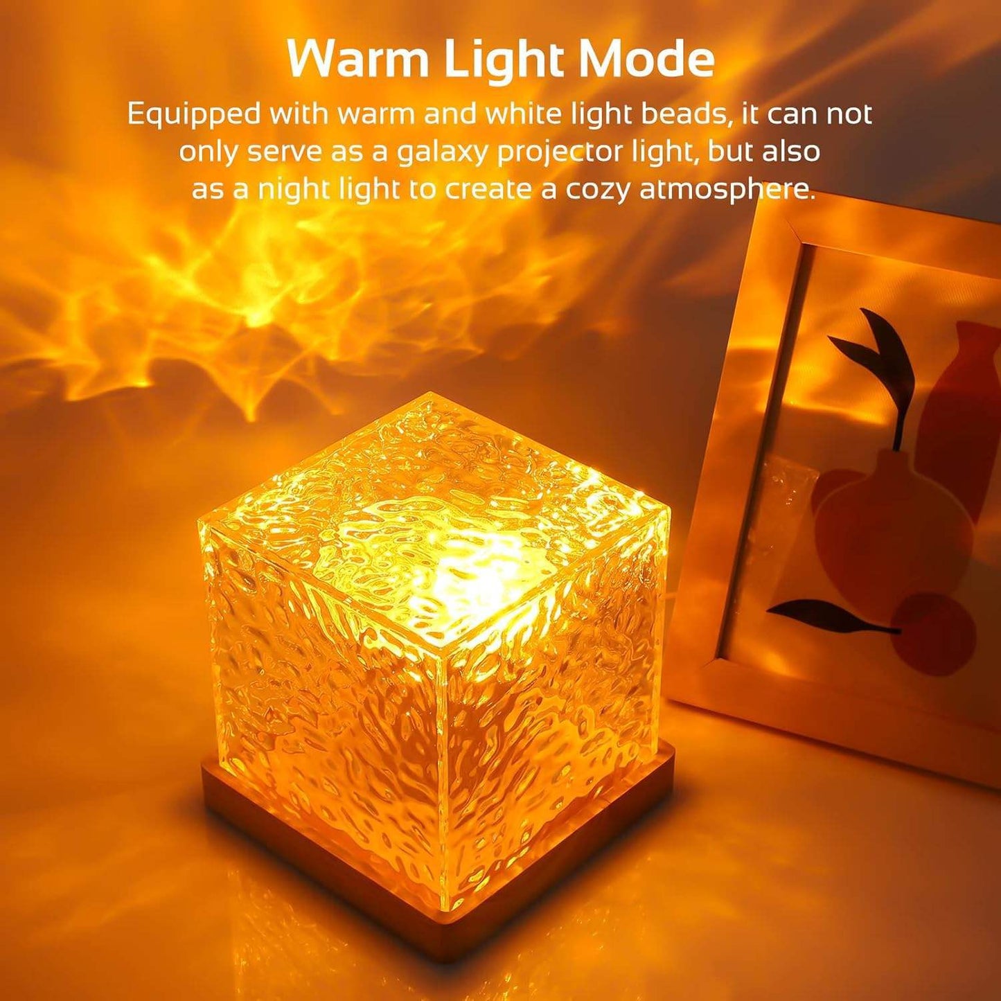 Cross-border dynamic light and shadow atmosphere lamp imitating log rotating water pattern lamp flame night light