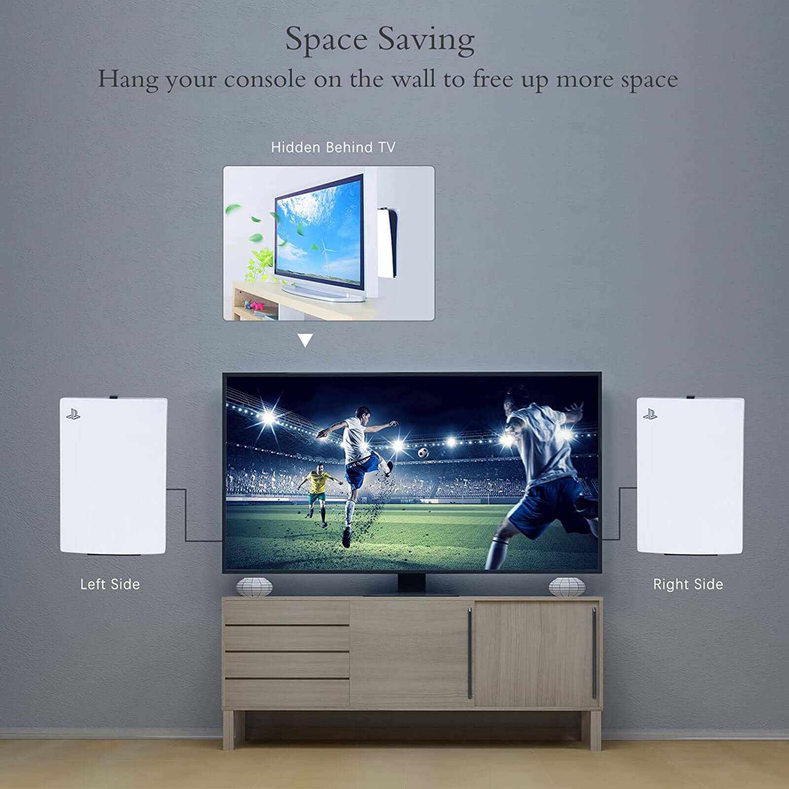 PS5 Wall Mount with Controller & Headset Hanger – Space-Saving........