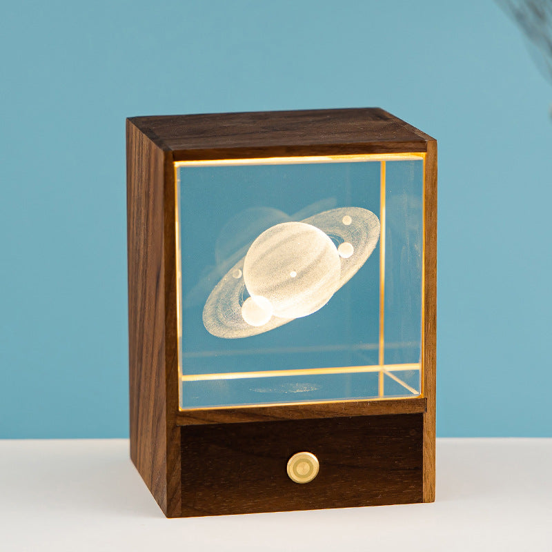Wooden Luminous Crystal Ball Elk Astronaut Night Light