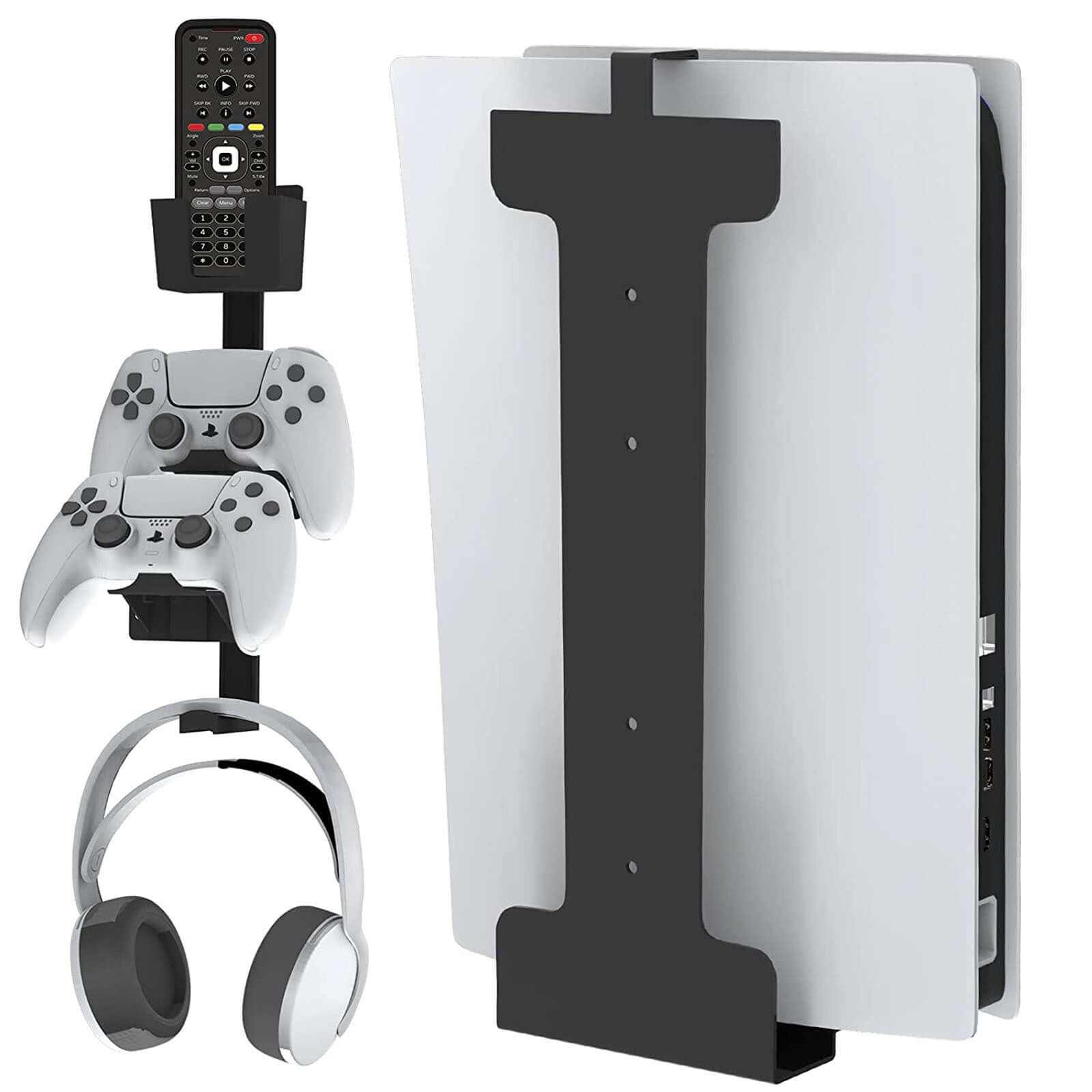 PS5 Wall Mount with Controller & Headset Hanger – Space-Saving........