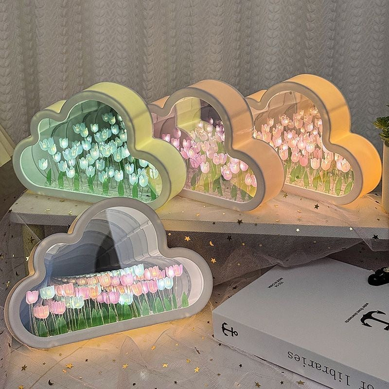 Cloud Tulip Night Light DIY Handmade Mirror Flower