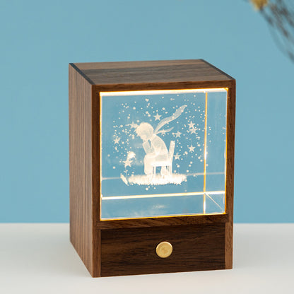 Wooden Luminous Crystal Ball Elk Astronaut Night Light