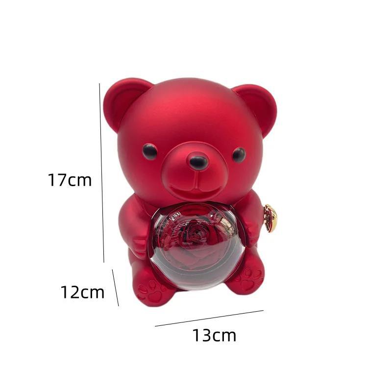 Rotating Eternal Rose Bear Necklace Gift Box