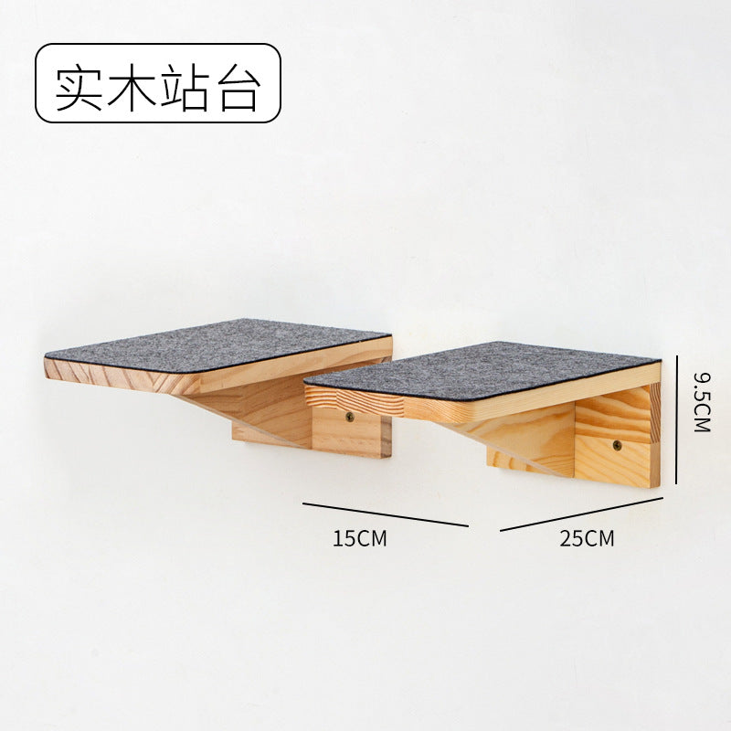 Cat Climbing Frame Wall Type Solid Wood Wall-Mounted Cat Climbing Frame Wall-Mounted Cat Nest Platform