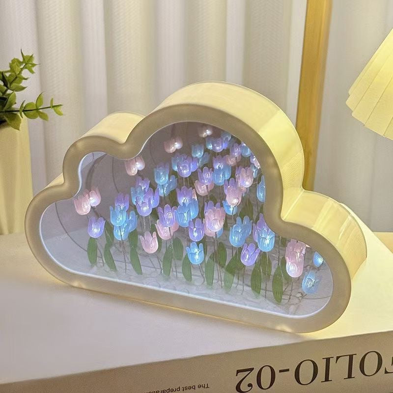 Cloud Tulip Night Light DIY Handmade Mirror Flower