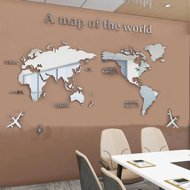 Creative home background wall stickers Acrylic 3d three-dimensional wall stickers Living room TV background M70-map