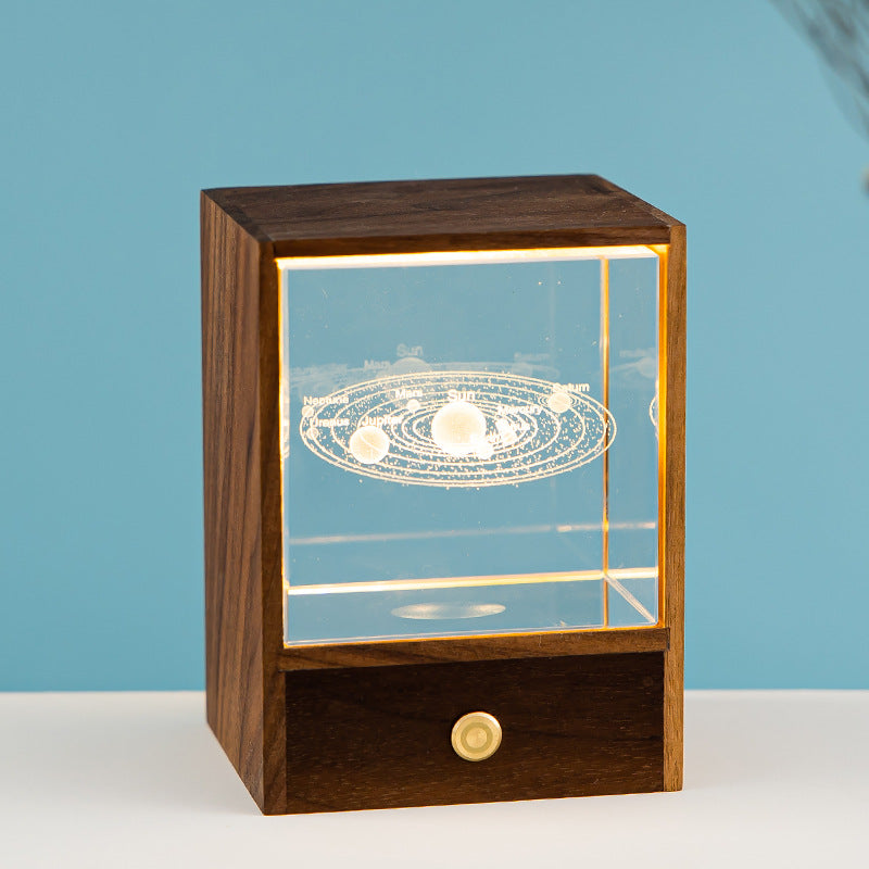 Wooden Luminous Crystal Ball Elk Astronaut Night Light