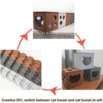 Modular felt cat tunnel house for indoor cats – cozy, foldable play structure for kittens and adult cats with hideout and tunnel features