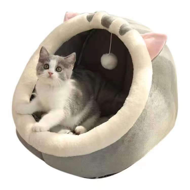 Foldable cat hideaway in a cozy corner of an apartment for a comfortable retreat