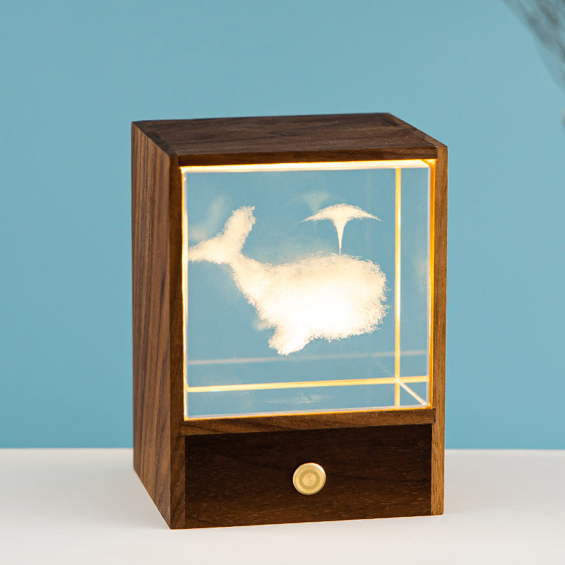 Wooden Luminous Crystal Ball Elk Astronaut Night Light