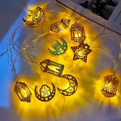 Golden Light String LED Iron Moon Star Decorative Light
