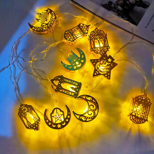 Golden Light String LED Iron Moon Star Decorative Light