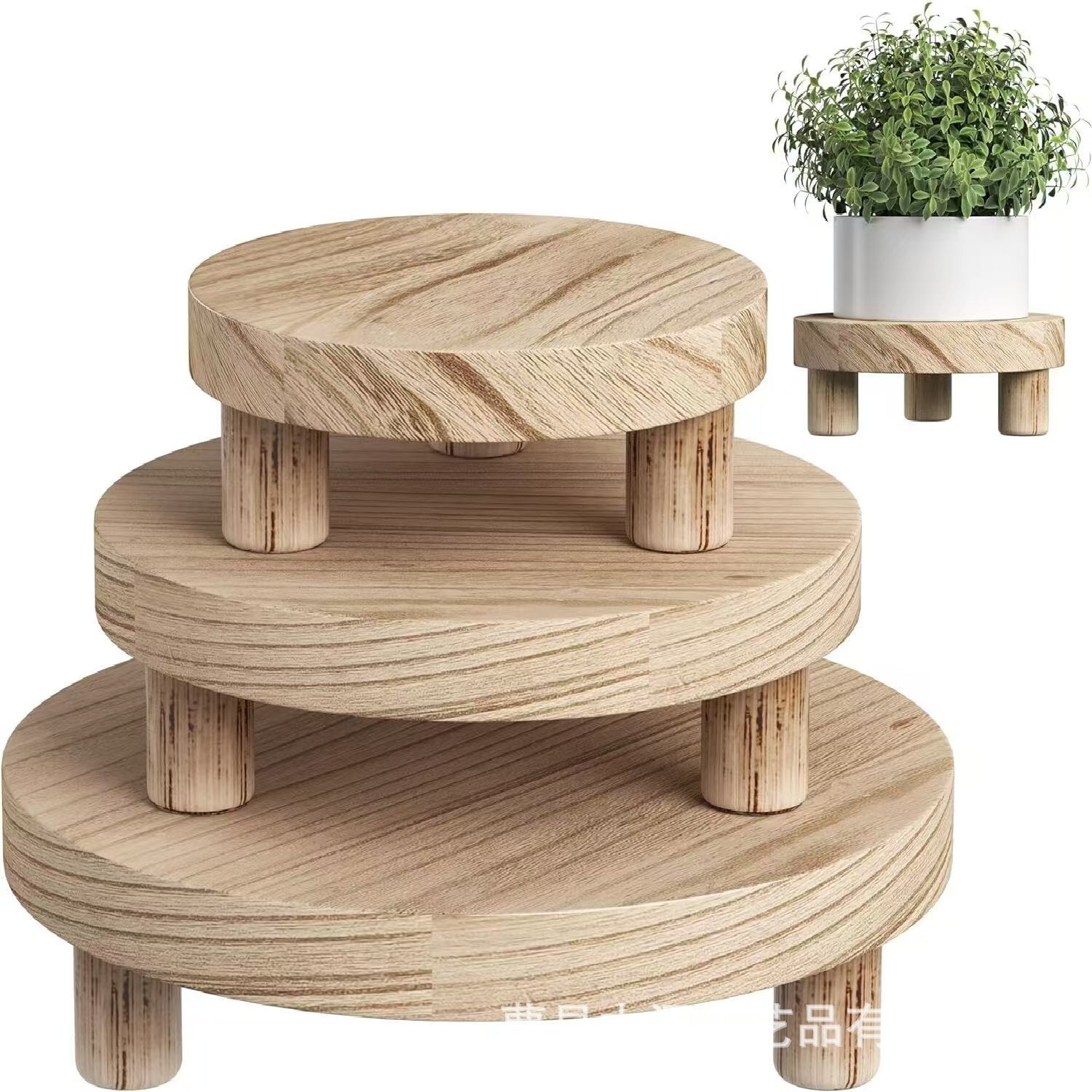 Country Style Solid Wood Flower Pot Base