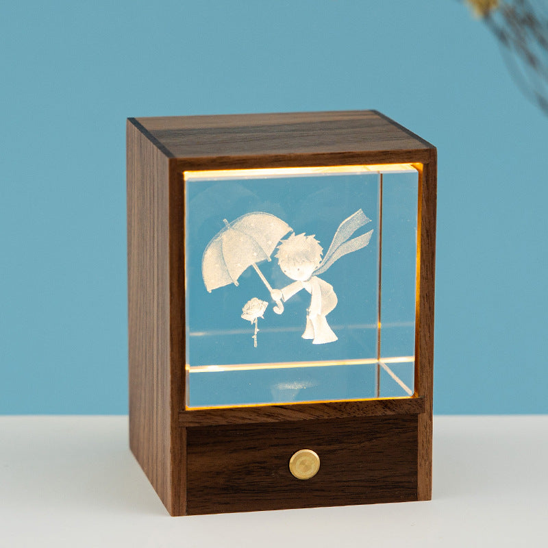 Wooden Luminous Crystal Ball Elk Astronaut Night Light