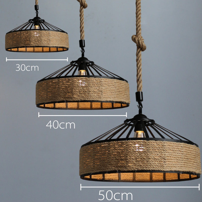 Country Hemp Rope Retro Industrial Style Chandelier