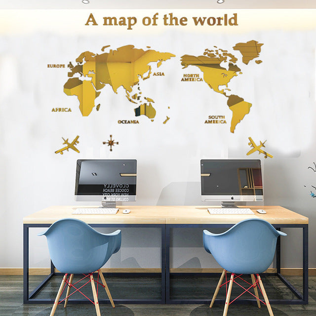 Creative home background wall stickers Acrylic 3d three-dimensional wall stickers Living room TV background M70-map