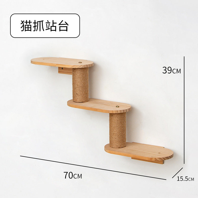 Cat Climbing Frame Wall Type Solid Wood Wall-Mounted Cat Climbing Frame Wall-Mounted Cat Nest Platform