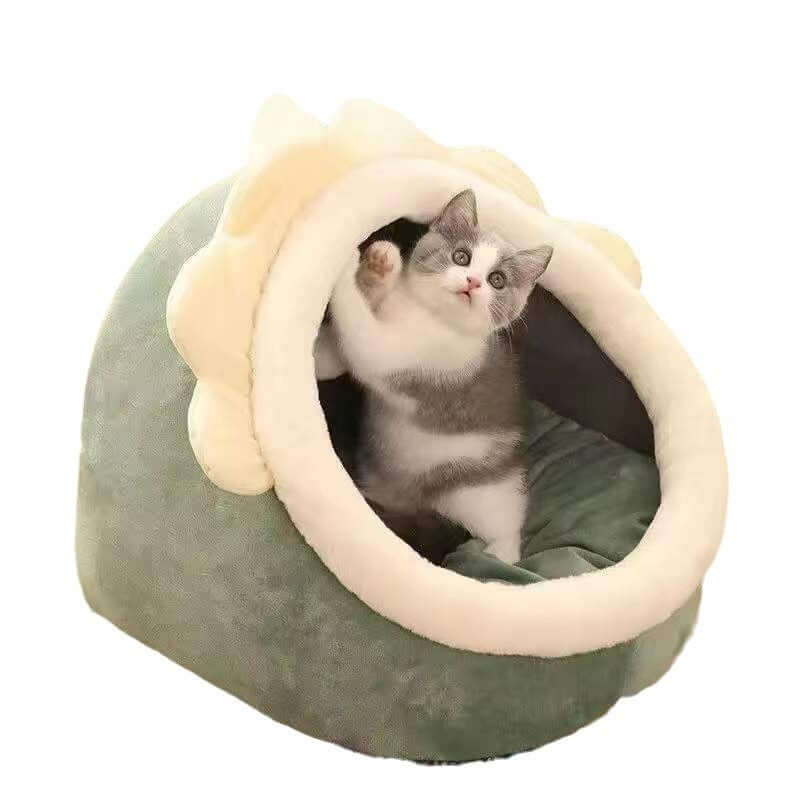 Foldable cat hideaway in a cozy corner of an apartment for a comfortable retreat
