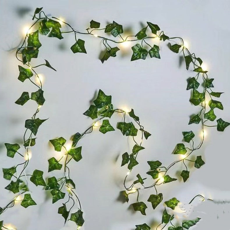 leaf light string decoration simulation green plant garden fence home layout lantern