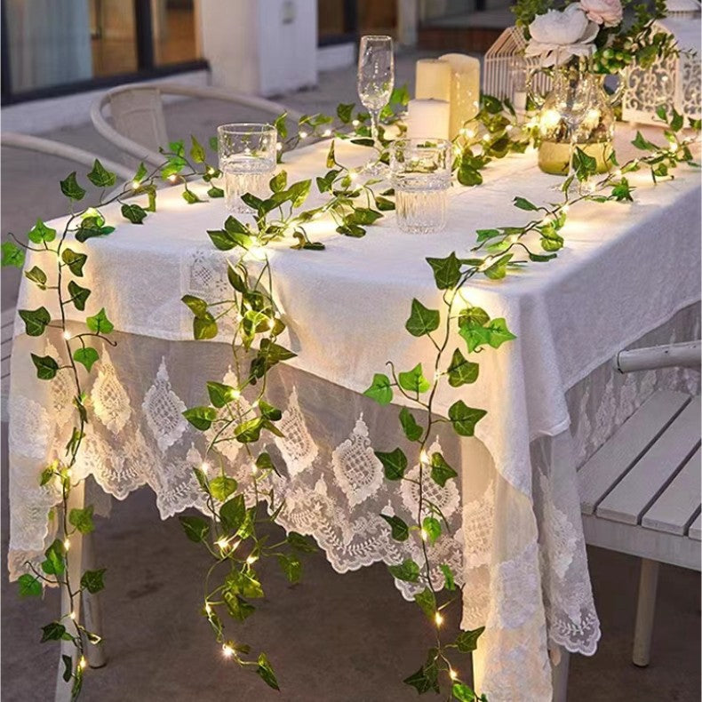 leaf light string decoration simulation green plant garden fence home layout lantern