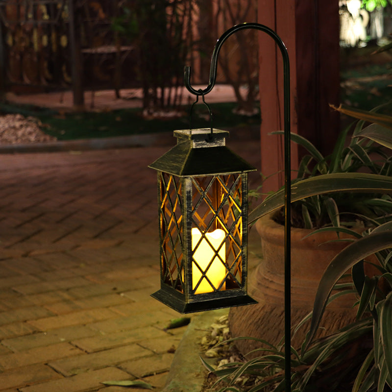 Solar Wind Lantern Hollow Palace Lantern Outdoor Garden Christmas Decoration LED