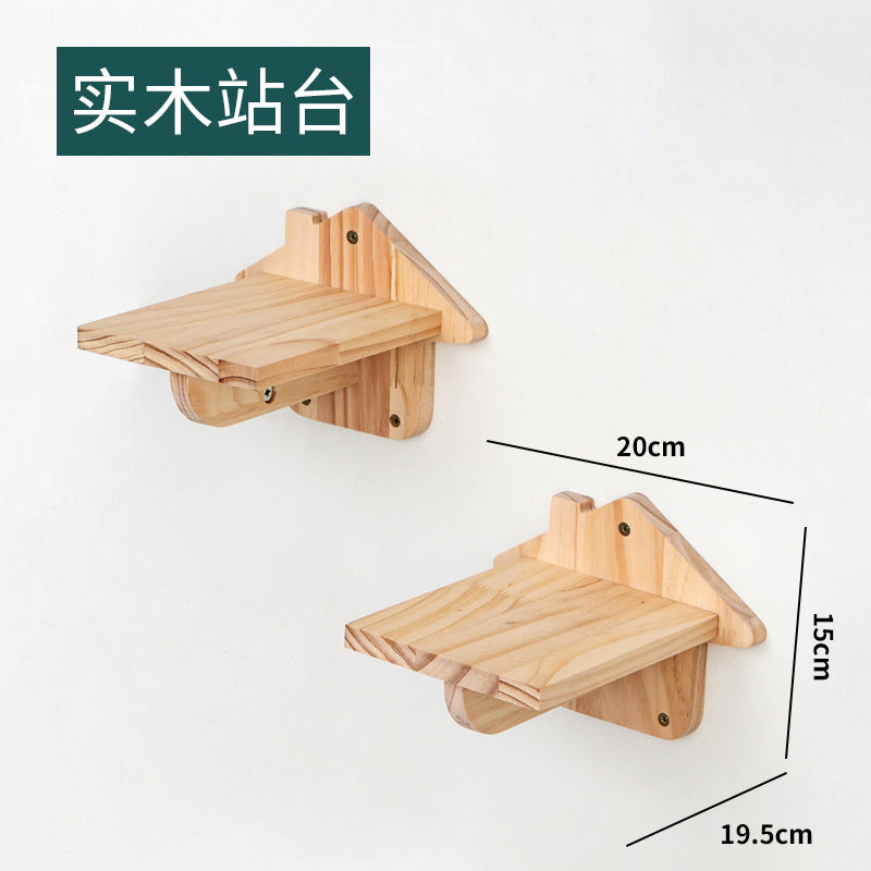 Cat Climbing Frame Wall Type Solid Wood Wall-Mounted Cat Climbing Frame Wall-Mounted Cat Nest Platform