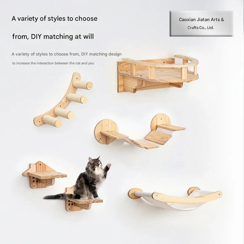 Cat Climbing Frame Wall Type Solid Wood Wall-Mounted Cat Climbing Frame Wall-Mounted Cat Nest Platform