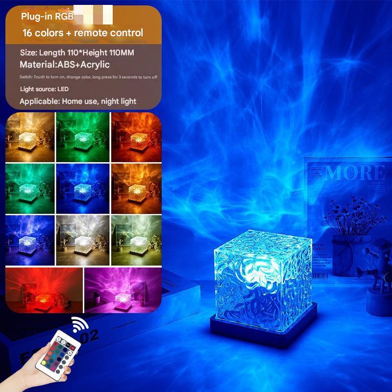 Cross-border Dynamic Light and Shadow Atmosphere Lamp Imitating Log Rotating Water Pattern Lamp Flame Night Light